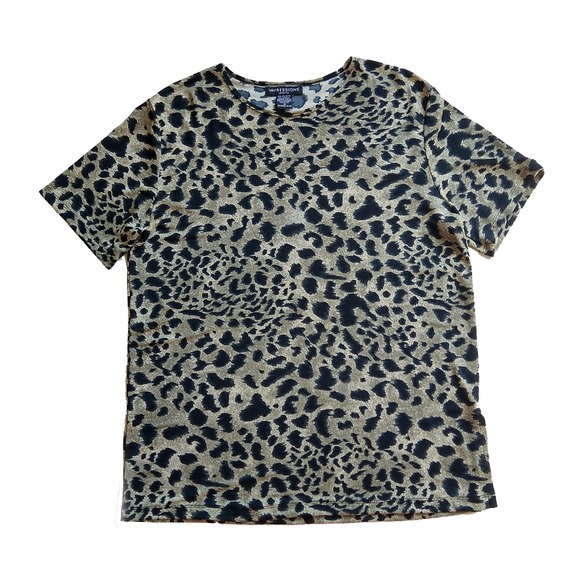 Impressions Animal Print Top Short Sleeves Women's Medium - Picture 1 of 5